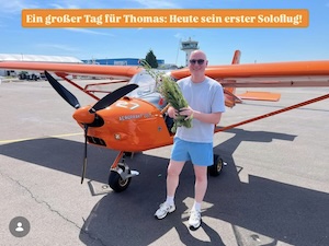 Herzlichen Glückwunsch zum ersten Soloflug!